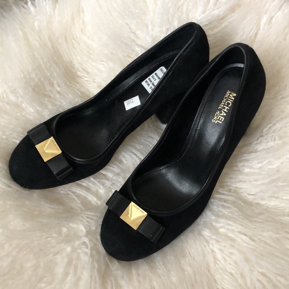 Michael Kors Black Suede Block Heels - Picture 4 of 9